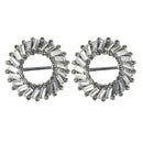 Pack of 2 41mm Round Crystal Flower Rhinestone Buckle Invitation Ribbon Slider For Wedding Invitation Bridal Embellishment Silver