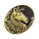 Western Belt Buckle Replacement - Engraved Horse Head - Oval Cowboy Belt Buckle
