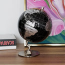5.5 Inch Small Black Silver Illuminated World Globe Alloy Desktop Rotating World Map Globe, Kids Educational Toy Gift