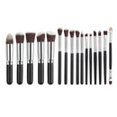 Set 16pcs Cosmetic Professional Makeup Brushes Eyeshadow Powder Foundation Lip Brushes Sponge Silver Wood Handle
