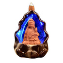LED Changing Incense Cone Burner Ceramic Backflow Reverse Censer - Guanyin