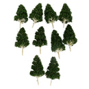 10 Pieces of Model Poplar Trees for DIY Layout Train Railway Garden Park Architecture Building Landscape Scenery 1:100 HO OO Scale Dark Green