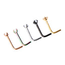5 Pieces Hypoallergenic Stainless Steel L-Shaped Curved Nose Stud Rings Bar Piercing 20 Gauge