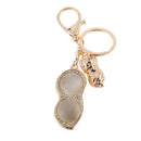 Fashion Rhinestone Crystal Peanut Charm Purse Bag Key Ring Keychain Keyfob