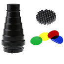 Professional Light Conical Snoot with Honeycomb Grid & Filter Kit for Bowens