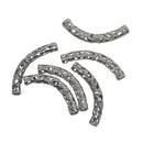 6 Pieces 40mm White Gold Curved Tube Spacer Jewellery Craft Beads Findings