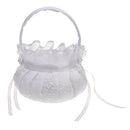 Romantic Wedding Ceremony Lace Flower Girl Embroidered Flower Basket White