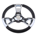 350mm 3/4'' Steering Wheel with Polished Chromed Spokes for Marine Boat Yacht
