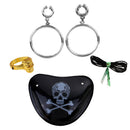Pack of 3 Pirate Set Skull Eye Patch Earring Ring Halloween Party Fancy Dress