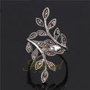 Vintage Punk Crystal Leaves Vine Long Finger Ring Jewelry Girl Women-Silver