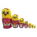 7Pcs Wooden Russian Nesting Dolls Handmade Lovely Baby Toys Cute Chicks Matryoshka Cartoon Animals Pattern Dolls Christmas Gifts