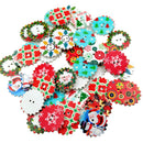 50pcs Christmas Wooden 2 Holes Buttons For DIY Sewing Scrapbooking 25mm