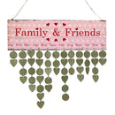 Family Friends Heart Reminder Calendar Wooden Board Plaque Hanging Decor