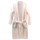 Men Women Collar Charms Long Sleeve Wrap Belted Loose Coral Fleece Sleepwear Loungewear Spa Robe Bathrobe White XL