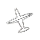 Crystal Rhinestone Hollow Airplane Brooch Pins Suit Clothes Clips Lapel Pin