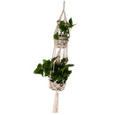 4 Legs 110cm Handmade Double Deck Plant Hanger Cotton Rope Indoor Outdoor Patio Plant Holder Hanging Bakset
