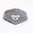 Pet Dog Saliva Scarf Triangle Neckerchief Bib Plaid Dog Print Charms Pet Clothing Accessory -Blue Size S