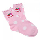 Pair Of Kids Girls Cute Beautiful Fruit Patterns Socks Stockings FIT FOR 5 - 8 years Pink With White Dots