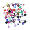30Pcs Hip Hop Body Piercing Jewelry Acrylic Dangle Button Belly Navel Ring for Women Men