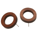 Women Jewelry Earings Brown Vintage Round Hollow Wood Stud Earrings