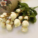 Faux Silk Plastic Artificial Rose Autumn Lotus Shape Flowers Wedding Party Home Office Decoration White