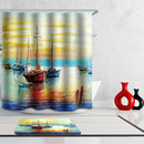 Home Hotel Bathroom Shower Room Door Window Decor Sunset Harbor Print Charms Extra Long Fabric Bath Shower Curtain With 12 Hooks