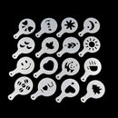 16 Pieces Coffee Mold Stencils Template Strew Flowers Pad Duster Spray Tools