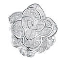 Silver Plated Hollow Rose Flower Vintage Rings Jewelry Women's Ring Size 8