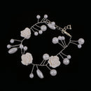 Wedding Bridal Dangle Pearls Beaded Rose Flower Bracelet Jewelry Gifts
