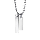 Silver Double Rectangle Stainless Steel Tag Pendant Ball Chain Necklace