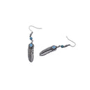 Vintage Bohemian Feather Shape Pendant Turquoise Beads Drop Dangle Earrings