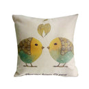 Fashionable Kissing Birds Print Pattern Charms Cotton Linen Waist Throw Pillow Case Cushion Cover Decor for Home Bedroom Car Decor