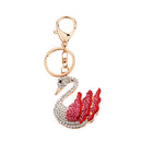Swan Rhinestone Crystal Car Handbag Purse Charm Pendant Key Chain Ring Red