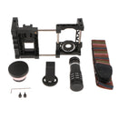Phone Cage Stabilizer Video Rig Mount with 0.45X Wide Angle 12.5X Macro Close-up Lenses 2 In 1 & 12X Telephoto Lens for iPhone Samsung Huawei