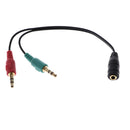 3.5mm 4 Pin to 2x3 Pin 3.5mm Headset Splitter Adapter - F/M