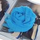 Lady Girls Fashion Clothing Accessory Tiny Wrinkles Charm Scarf Long Shawl Wrap - Solid Sky Blue