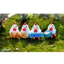 Pack of 4PCS Durable Hand-Painted Micro Landscape Decor Mini Resin Ornaments Animal Garden DIY Cocks White