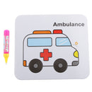 2 in 1 Water Doodle Drawing Cardboard w/Water Pen Jigsaw Puzzles Ambulance