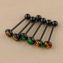 6 Pieces 16G Stainless Steel Tongue Ring Barbell Piercing Body Jewelry Black