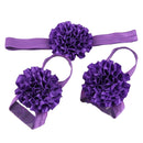 1 Set of 3PCS Baby Infant Headband Foot Flower Elastic Hair Band Accessories Photography Props Head Decor Accessory Purple