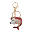 Fashion Rhinestone Crystal Red Carp Fish Charm Purse Bag Key Ring Keychain Keyfob