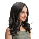 18" Elegant Women Girls Medium Long Wavy Curly Black Synthetic Hair Wigs With Cap for Costume Party Daily Wear Shoulder Length
