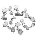 10 Pieces Silver Stainless Steel Ribbon Cord Crimp Clip End Cap Tip Finding