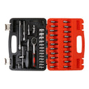 46pcs Ratchet Wrench Spanner Set Socket Extension Sliding T Bar 1/4" DR