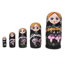 Black Russian Nesting Doll Babushka Matryoshka Stacking Dolls Set 5 Pieces Xmas Gift Christmas Decorations