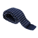 Men's Wool Knitted Flat Woven Tie Necktie (Dark Blue)