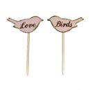 Set of 2pcs Love Birds Wooden Cake Topper Sticks Wedding Cake Photo Props