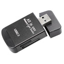 4in1 USB2.0 Smart Card Reader Flash Multi Cards SD/TF/SDHC Memory Adapter Black