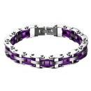 Men Jewelry Stainless Steel Bicycle Purple Hand Chain Charm Bangle Bracelet