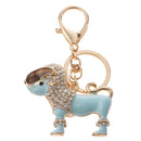 Purse Handbag Car Chain Gift Poodle Dog Keychain Keyring Charm Crystal Pendant Blue